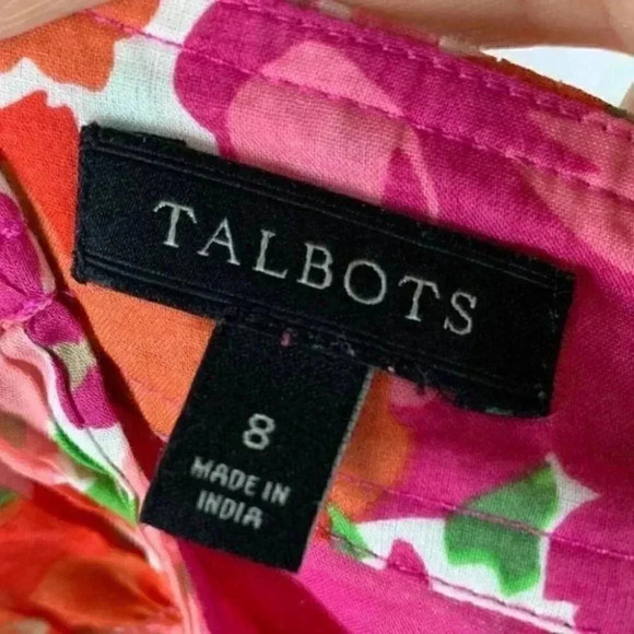 Talbots top sz 8 Floral bib front tank watercolor - Picture 6 of 7